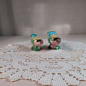 Vintage Japan Ceramic Bird Salt & Pepper Shakers Hand-Painted Colorful Design